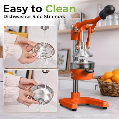 Zulay Kitchen Cast Iron Juicer - Heavy Duty Orange Juicer with Detachable Strainers for Easy Cleaning, Citrus Press for Citrus Fruits, Perfect for Bartenders, Juice Lovers & Health Enthusiasts