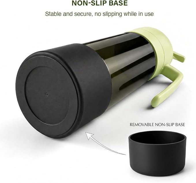 2-in-1 Oil Sprayer Dispenser, 16oz UV-Blocking Glass, Non-Slip | Extra Stability, Easy Refill, Refined Aesthetic