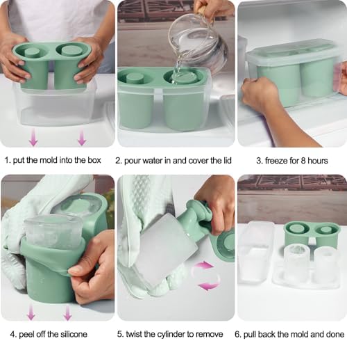 Ice Mold for Stanley Cup 30oz 40oz, Silicone Ice Tray, Eucalyptus