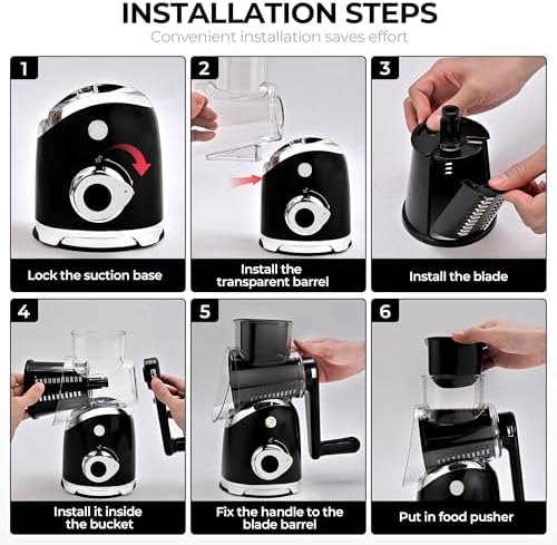 SUSTEAS Rotary Cheese Grater Hand Crank, Kitchen Shredder Vegetable Slicer