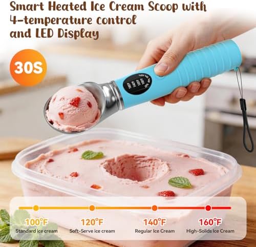 Jripae Heated Ice Cream Scoop with Removable Head for Dishwasher Safe