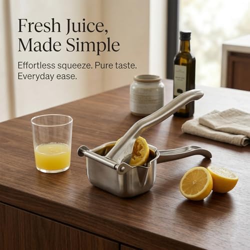 Hand Juicer Squeezer, Heavy Duty Stainless Steel Manual Citrus Juicer Press, for Lime Orange Grapefruit Tangerine, Easy Clean & Dishwasher Safe
