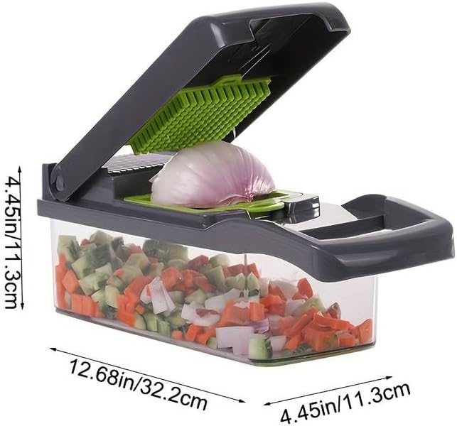 Vegetable Chopper,Food Chopper,Pro 12 in1 Multifunctional Onion Chopper,Veggie Chopper,Vegetable Chopper With Container,Vegetable Slicer Dicer Cutter,Mandoline Slicer,Salad,Garlic Chopper