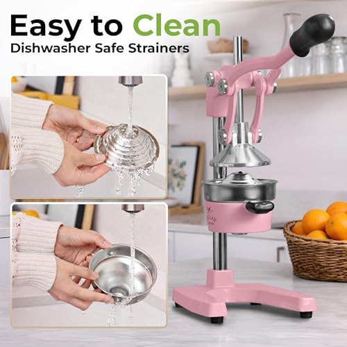 Zulay Kitchen Cast Iron Juicer - Heavy Duty Orange Juicer with Detachable Strainers for Easy Cleaning, Citrus Press for Citrus Fruits, Perfect for Bartenders, Juice Lovers & Health Enthusiasts