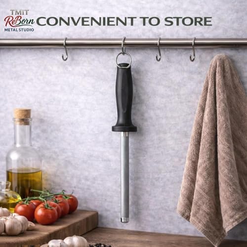 12-Inch Honing Rod for Kitchen Knives – Stainless Steel Knife Sharpening Rod with Ergonomic Handle, Professional Knife Sharpener Stick (12)