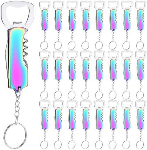 Ziliny 24 Pcs Wine Bottle Opener Keychains Bulk Corkscrew, Titanium Color