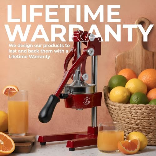 Zulay Kitchen Cast Iron Juicer - Heavy Duty Orange Juicer with Detachable Strainers for Easy Cleaning, Citrus Press for Citrus Fruits, Perfect for Bartenders, Juice Lovers & Health Enthusiasts