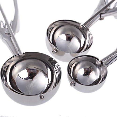 3Pack 4+5+6cm Ice Cream Scoop,Cookie Scoop,Stainless Steel Ice Cream Scooper with Trigger Large-Medium-Small Size for Kitchen Family Ice Cream Cookie Cupcake Muffin Meatbal multipurpose