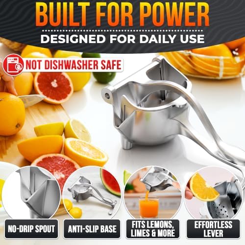 Hand Juicer Squeezer, Large 20 oz Aluminum Bowl with Pour Spout