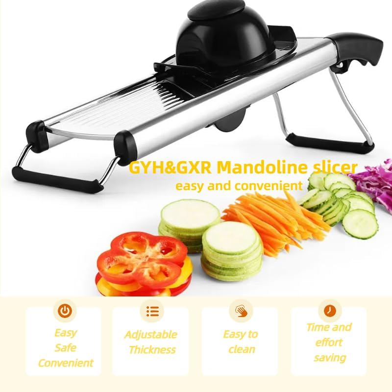 GYH&GXR Mandoline Slicer with Adjustable Stainless Steel Blades for Kitchen, Vegetable Chopper for Potato, Tomato, Carrot, Fruit and Onion Cutter