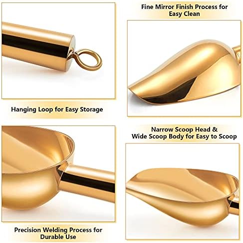 TeamFar Mini Scoop Set of 6, 3 Oz Small Ice Canister Candy Scoops - Gold