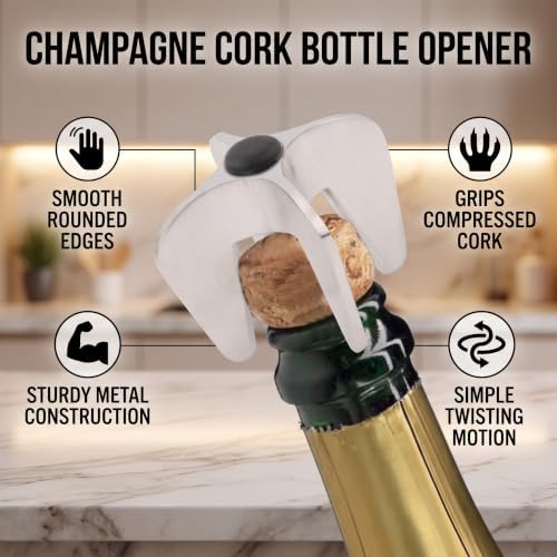 Stainless Steel Champagne Bottle Opener Cork Remover Ergonomic for Party Bar Home Use