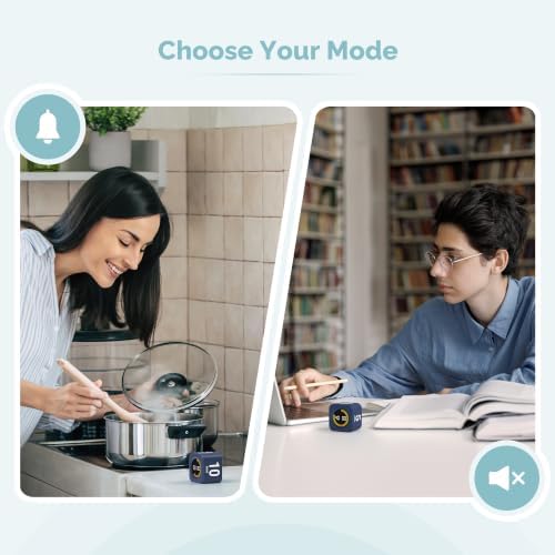 KADAMS Pomodoro Timer – Visual Cube with 5/10/30/60 Min Presets, LED Countdown Ring & Count Up Mode, Silent Flip Productivity Timer for Study, Classroom, Office, Cooking (Navy Blue 5-10-30-60)