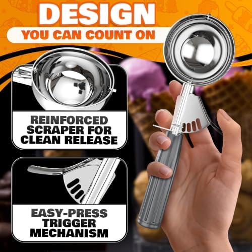Large Ice Cream Scoop with Trigger Release, Stainless Steel - 4 oz