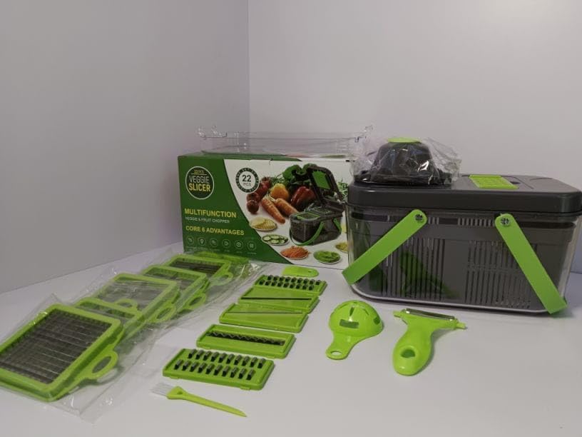 Vegetable Chopper Mandoline Slicer with Container, Food Chopper, Onion Chopper, Veggie Cutter for Salad, Kitchen Gadgets Accessories Essentials, White