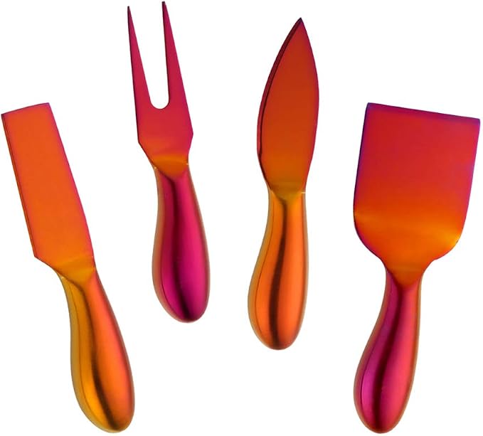 Cheese Knife Set，Stainless Steel Cheese Tool，Ergonomic Design&Easy To Use， for Birthday/Parties/Wedding/Bridal Shower/Housewarming and Anniversary (magical red)