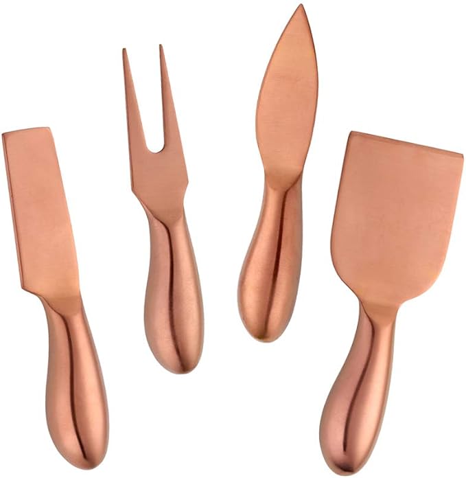 Cheese Knife Set，Stainless Steel Cheese Tool，Ergonomic Design&Easy To Use， for Birthday/Parties/Wedding/Bridal Shower/Housewarming and Anniversary (rose gold)
