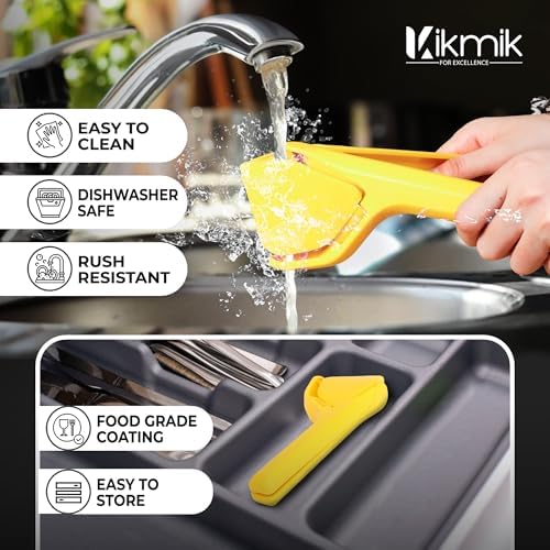 Lemon Squeezer -2 Pcs CitrusEase Foldable Manual Fruit Juicer: Effortless Juicing with Space-Saving Ergonomics Design-Hand Squeeze with Sideways Pivot for Maximum Juice Yield-Yellow & Green.