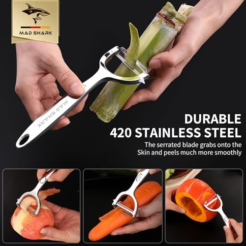 MAD SHARK Vegetable Peeler, Peels Smoothly Serrated Blade for Kitchen