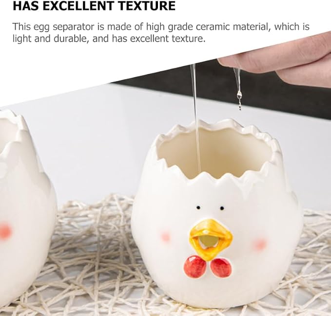 Luxshiny Chick Shape Egg Separator Ceramic Kitchen Tool 3.34X3.34X3.14In Egg Yolk White Splitter for Cooking Baking Home and Cafe Use
