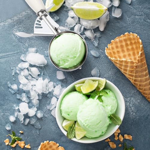 Reallnaive 4 Pcs Ice Cream Scooper with Trigger, 2.65 oz, Ivory