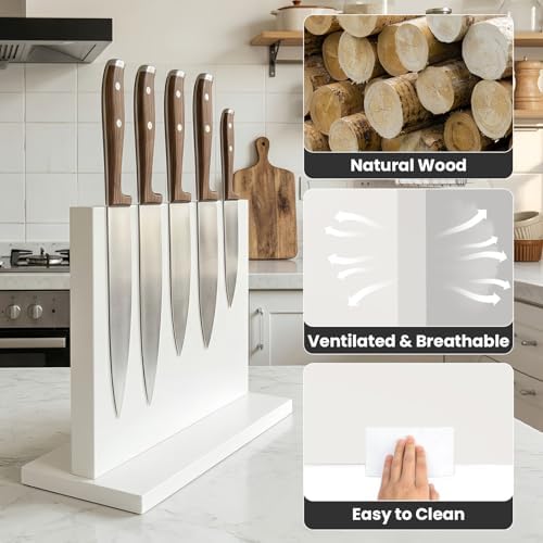 THMINS White Magnetic Knife Holder, Double-Sided Magnetic Knife Block