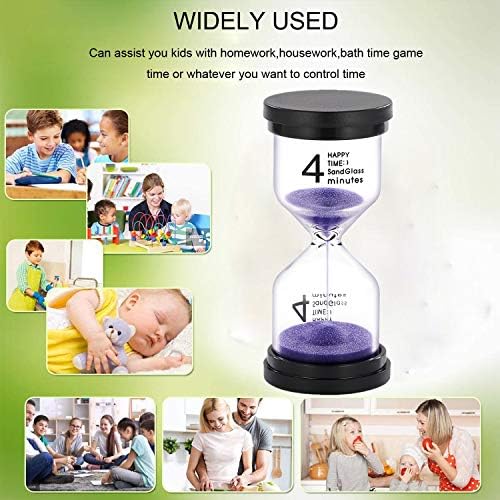SuLiao Hourglass 4 Minute Sand Timer: Colorful Small Purple Sand Clock 4 Min, Plastic Hour Glass Sandglass for Kids, Games, Classroom, Kitchen, Decoration