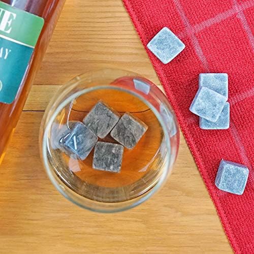 Marble Whiskey Stones – Natural Reusable Chilling Rocks for Whiskey & Bourbon, Silver Finish, One Size