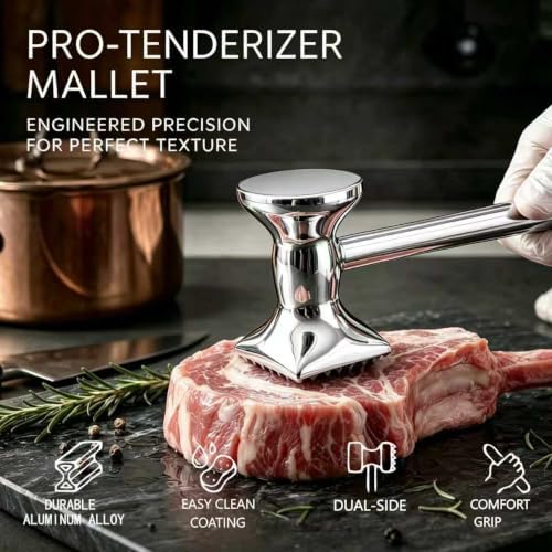 Meat Tenderizer Hammer - Premium 13.8oz Heavy Duty Aluminum Meat Mallet