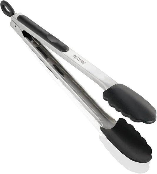 Leifheit ProLine Kitchen & Barbecue Grill Tongs, Stainless Steel, 31cm, BPA Free, Dishwasher Safe, Grey Black