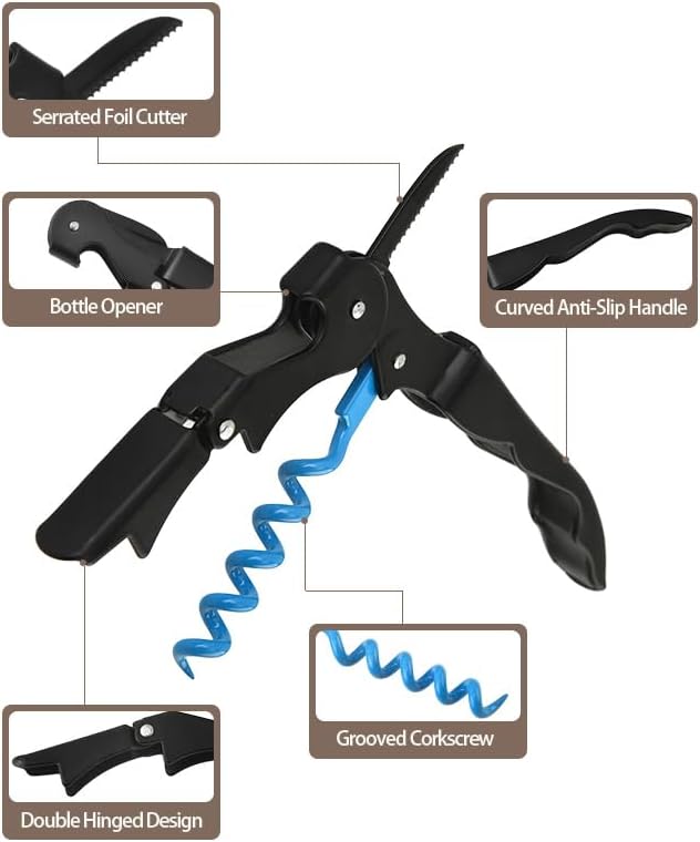 Wine Opener Waiter Corkscrew, Professional Wine Key for Servers, Bartender with Foil Cutter, Manual Wine Bottle Opener Double Hinged (2 Gift Box, Black Orange)