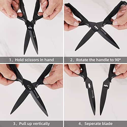 Sunnecko Kitchen Scissors All Purpose Heavy Duty Scissors Titanium Coated, Kitchen Shears for Food, Micro Serrated with Detachable Blades