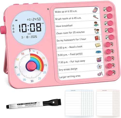 3-in-1 Visual Timer & ADHD Tool for Kids with Chore Chart & Planning Board