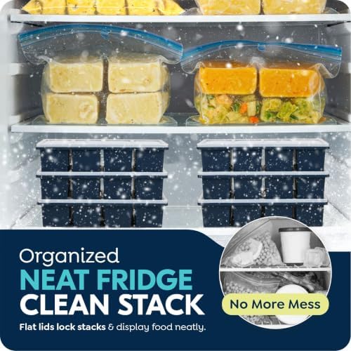 Silicone Freezer Molds with Lids, 1 Cup Soup Freezer Containers, Large Ice Cube Trays for Meal Prep & Food Storage, Freeze Soup, Sauce, Broth, Leftovers, Oven & Dishwasher Safe, 3 Pack