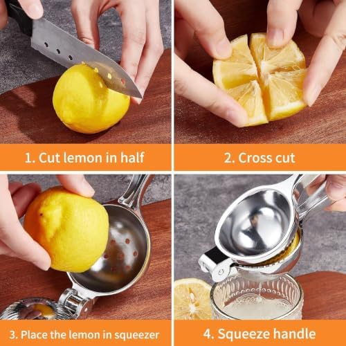 Lemon Squeezer Stainless Steel Large Manual Citrus Press Juicer | Heavy Duty, Solid Metal, Squeezer Bowl, Lime Squeezer