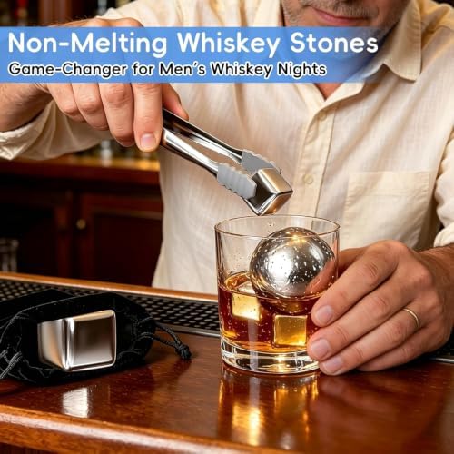 Whiskey Stones Set - Reusable Metal Ice Cubes for Drinks Ice Balls