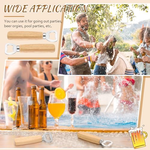 Lounsweer 72 Pcs Stainless Steel Wine Bottle Opener Bulk, Wooden Handheld