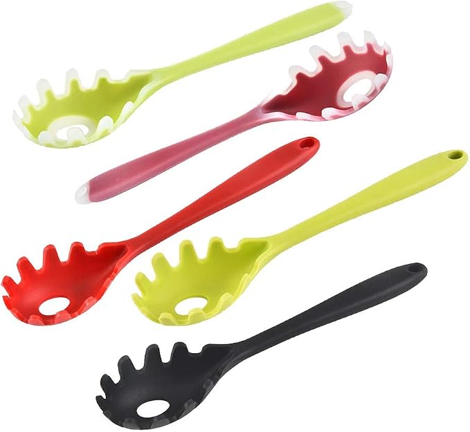 Silicone Spaghetti Server, Silicone Pasta Fork, Non-Stick Spaghetti Spoon - 28.5cm Length - Red 1