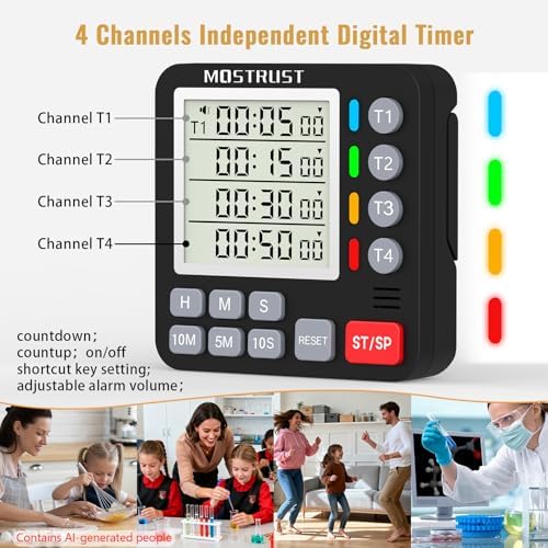 Digital Dual Kitchen Timer, Multiple Channels Countdown Timer