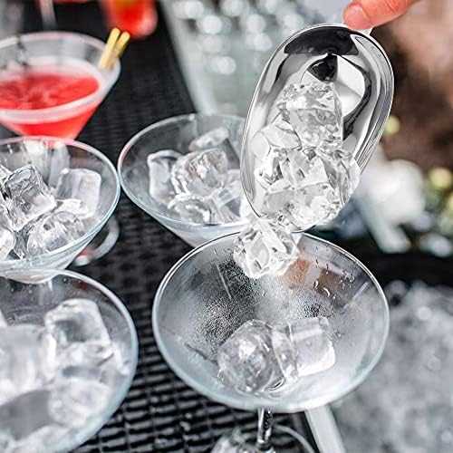 TeamFar Mini Scoop Set of 2, 3 Oz Small Ice Canister Candy Scoops - Silver