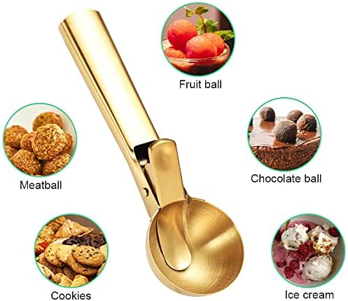 Ice Cream Scooper Stainless Steel, Cookie Scoopwith Trigger Heavy Duty Metal Icecream Scoop,Cookie Scoop Large Size Perfect For Frozen Yogurt, Gelatos, Sundaes (E-Rose Gold 2Pack)