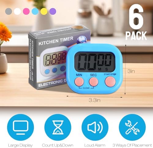 Weewooday 24 Pcs Digital Kitchen Timer Bulk, Novel Color