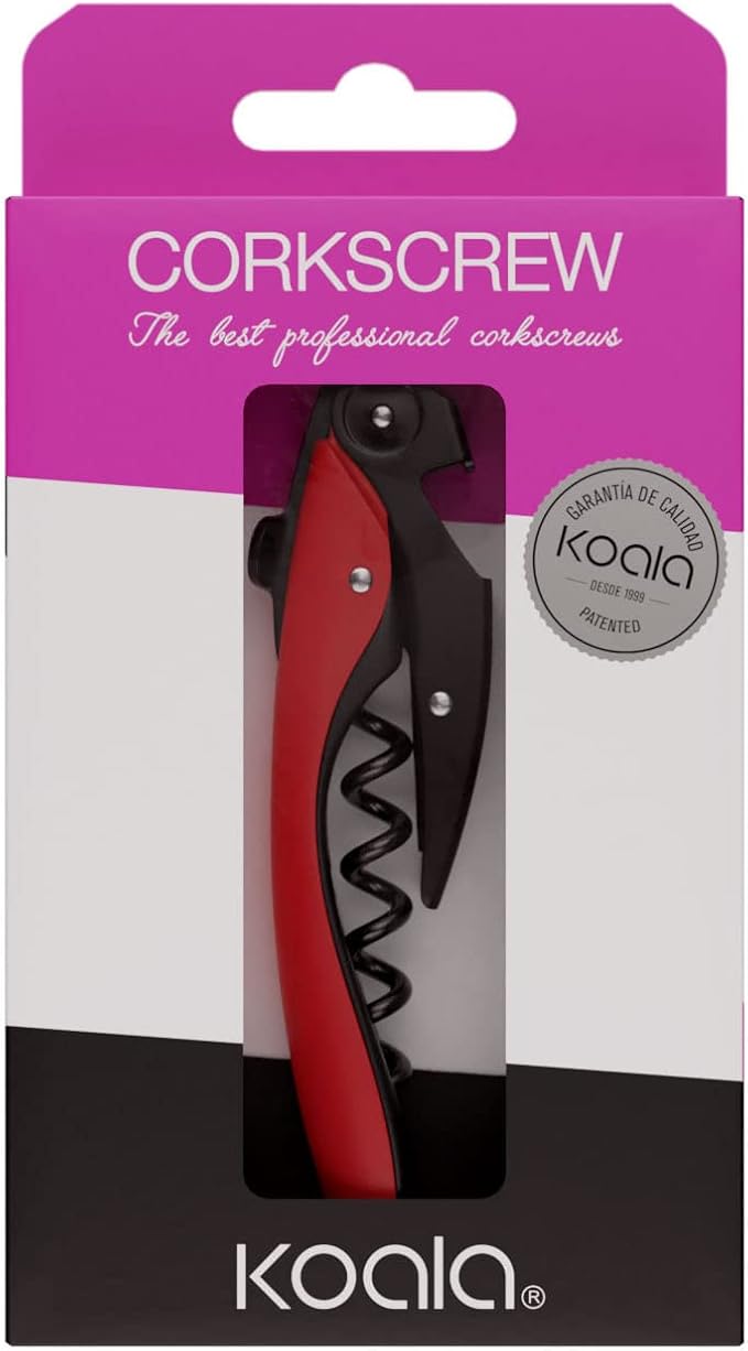 Koala Spain High Tech Two Stroke Corkscrew, Patented Automatic Tab, Red
