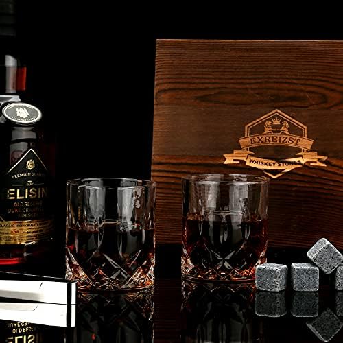 Gifts for Men, Anniversary Birthday Gifts Ideas for Him Husband Boyfriend, Stainless Steel Whiskey Stones and Whiskey Glasses Set, Unique Whiskey Bourbon Gifts for Men Boss