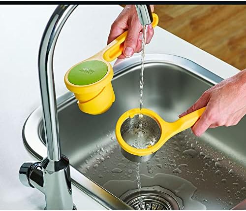 Joseph Joseph Helix Garlic Press and Citrus Juicer Ergonomic Twist-Action Hand Press Stainless Steel Set, Green and Yellow