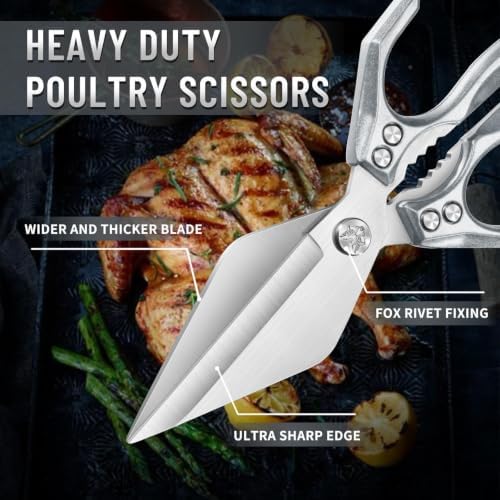 Dream Reach Heavy Duty Poultry Shears for Food with Silver Ergonomic Handle