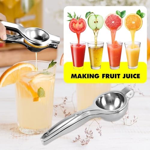 Lemon Squeezer Stainless Steel,Manual Citrus Juice Press Squeezer for Lemons Orange and Limes,Handheld Citrus Squeezer Squeeze Out as Much Juice as Possible (2PC)