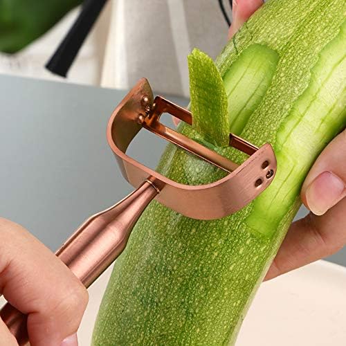 Stainless Steel Vegetable Peeler 2 Pieces, with Potato Eye Remover & Swiveling Twin Blades, Y Shaped Titan Potato Peeler for Fruit & Veggie, Dishwasher Safe - Rosegold