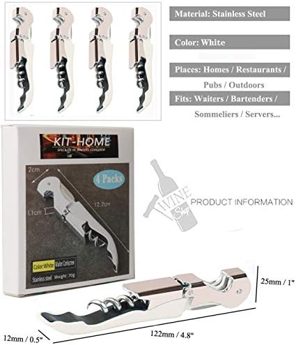 Professional Waiter Corkscrew Wine Openers Set(4PCS), Heavy Duty Stainless Steel Hinges Wine Key for Restaurant Waiters, Sommelier, Bartenders