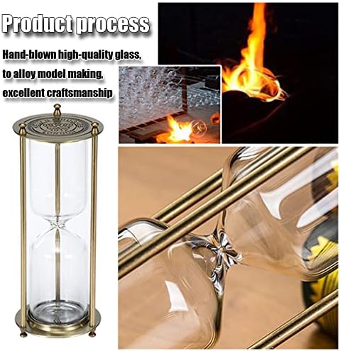 Embossed Golden Hourglass Timer - 15 Min, Desk Decor for Vintage & Office, Wedding Gifts (B)